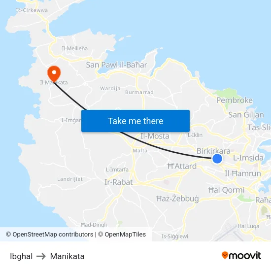 Ibghal to Manikata map