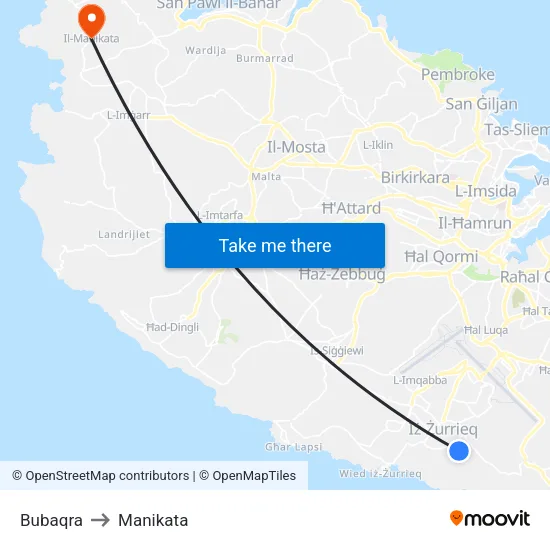 Bubaqra to Manikata map
