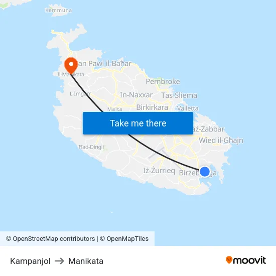 Kampanjol to Manikata map