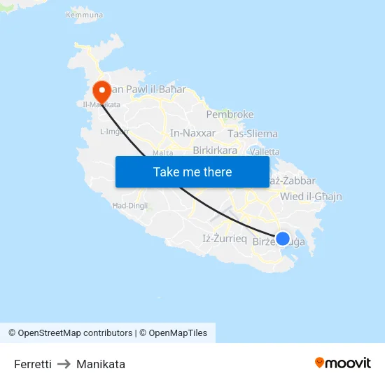 Ferretti to Manikata map