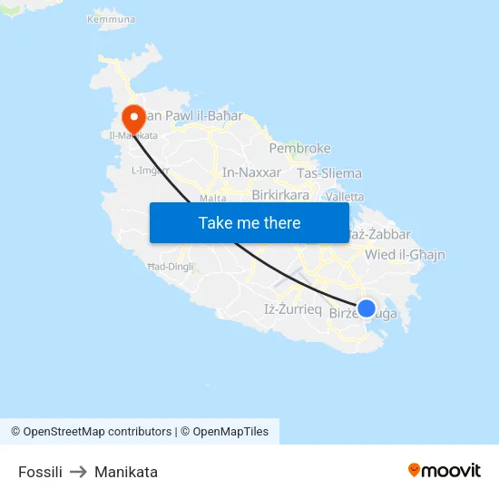 Fossili to Manikata map