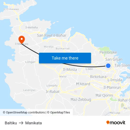 Baltiku to Manikata map