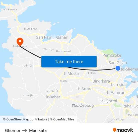 Ghomor to Manikata map