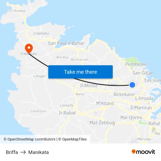 Briffa to Manikata map