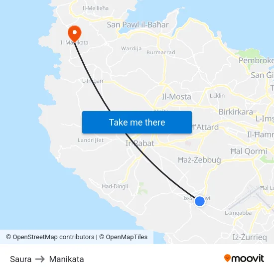 Saura to Manikata map