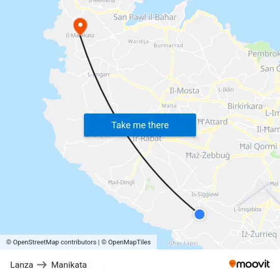 Lanza to Manikata map