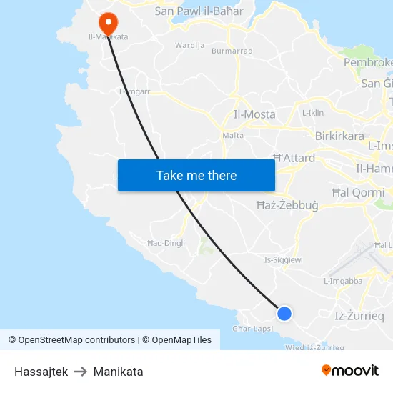 Hassajtek to Manikata map