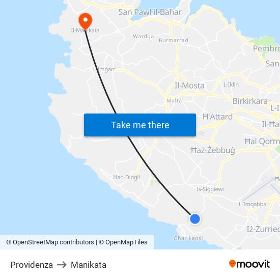 Providenza to Manikata map