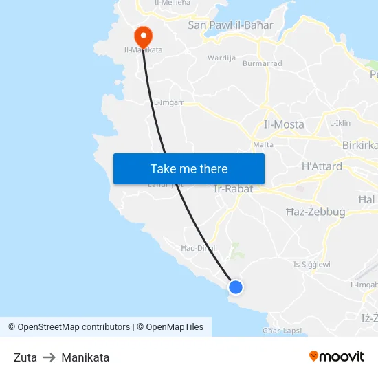 Zuta to Manikata map