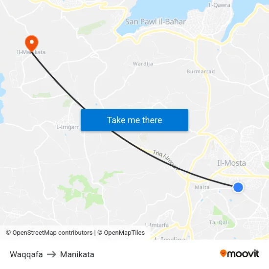 Waqqafa to Manikata map