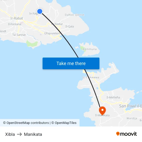 Xibla to Manikata map