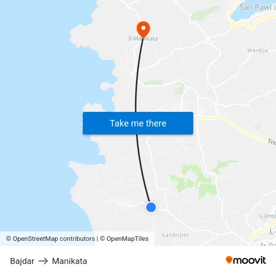 Bajdar to Manikata map
