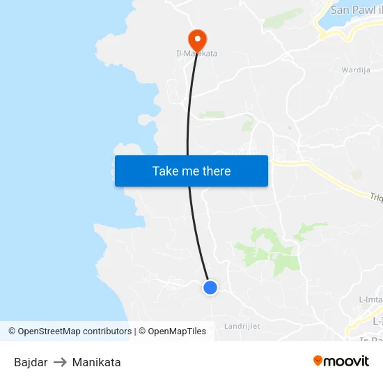 Bajdar to Manikata map