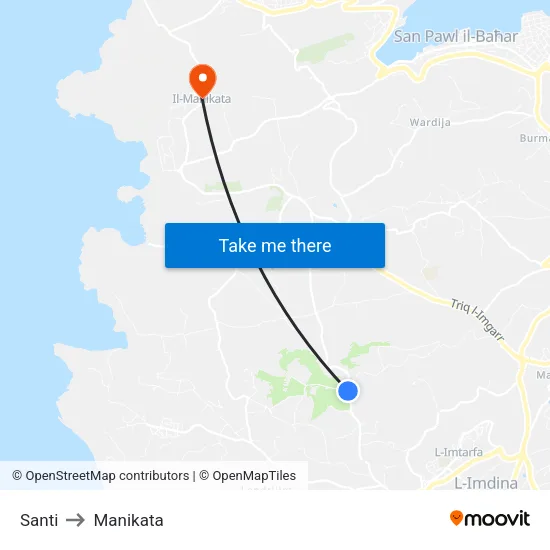 Santi to Manikata map