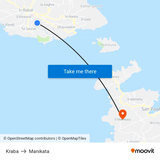 Kraba to Manikata map