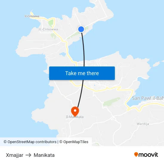 Xmajjar to Manikata map