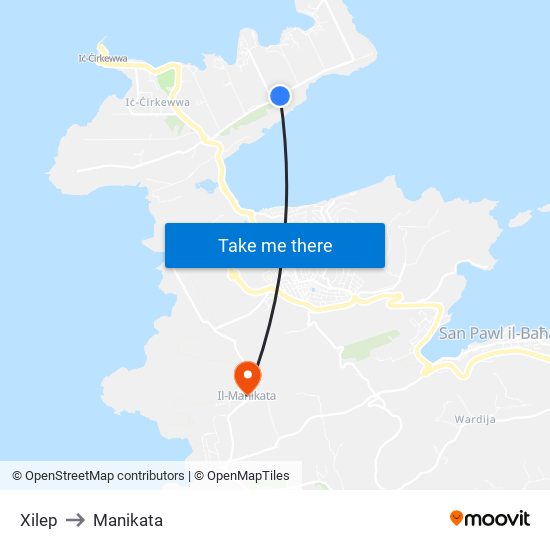 Xilep to Manikata map