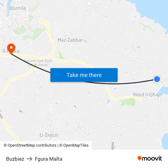 Buzbiez to Fgura Malta map