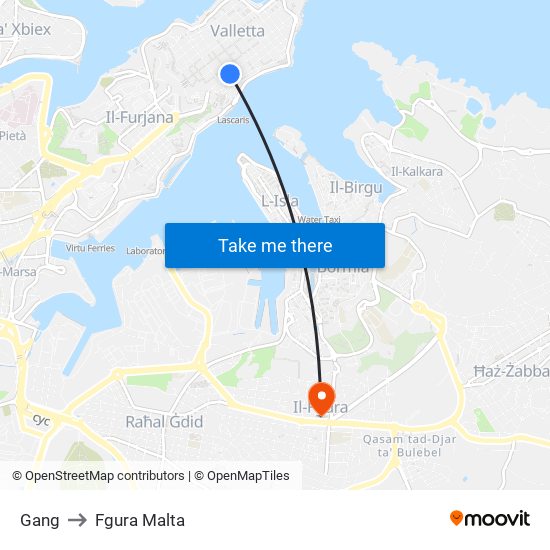 Gang to Fgura Malta map