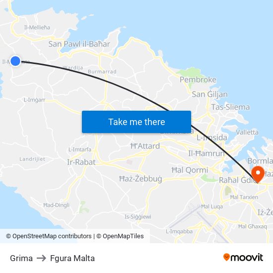 Grima to Fgura Malta map