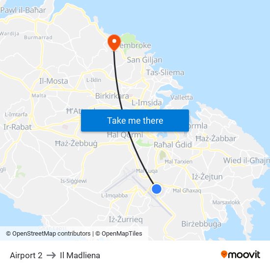 Airport 2 to Il Madliena map