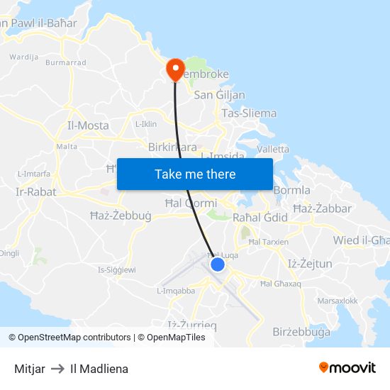 Mitjar to Il Madliena map