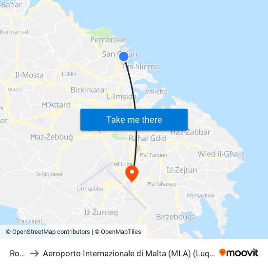 Ross to Aeroporto Internazionale di Malta (MLA) (Luqa Airport) map