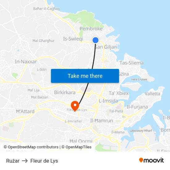 Rużar to Fleur de Lys map