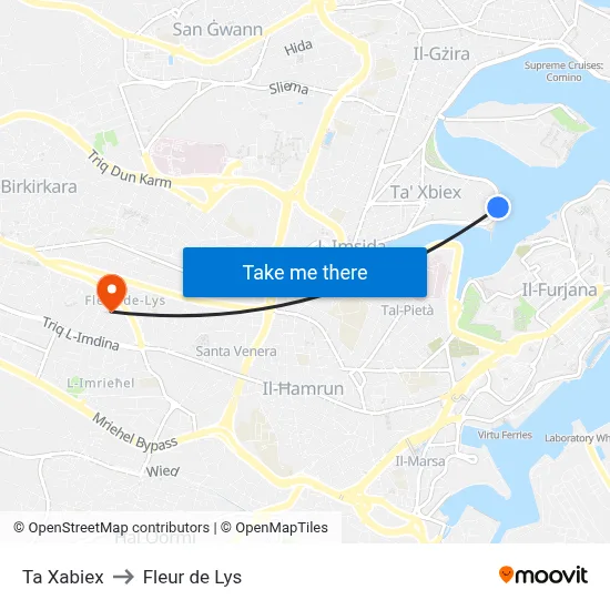 Ta Xabiex to Fleur de Lys map