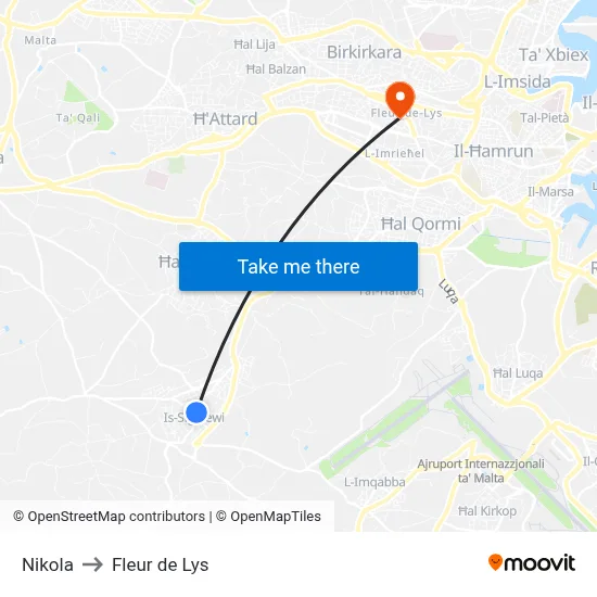 Nikola to Fleur de Lys map