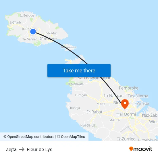 Zejta to Fleur de Lys map
