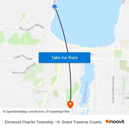 Elmwood Charter Township to Grand Traverse County map