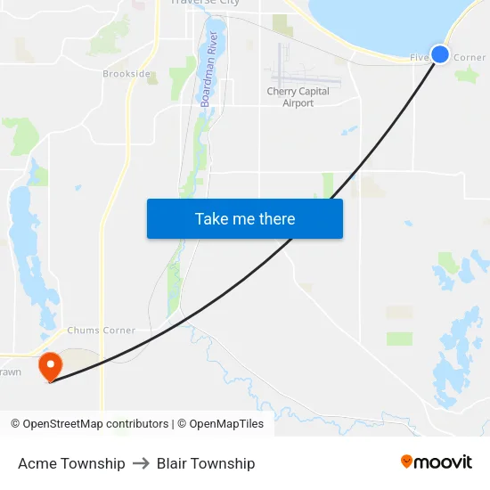 Acme Township to Blair Township map