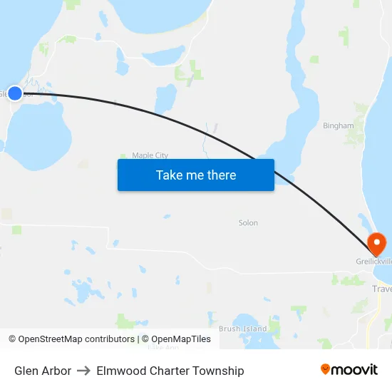 Glen Arbor to Elmwood Charter Township map