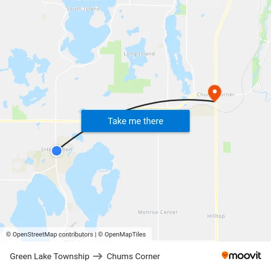 Green Lake Township to Chums Corner map