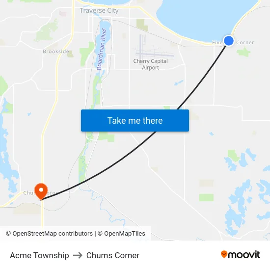 Acme Township to Chums Corner map