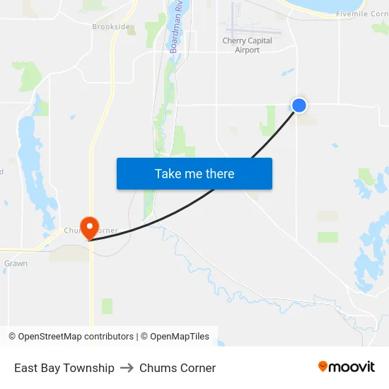 East Bay Township to Chums Corner map
