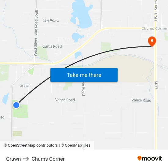 Grawn to Chums Corner map