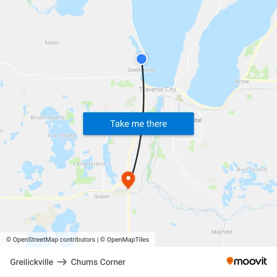 Greilickville to Chums Corner map