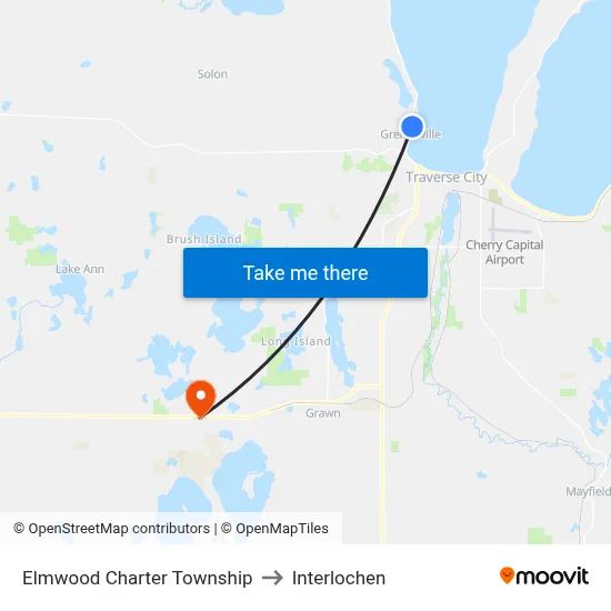 Elmwood Charter Township to Interlochen map