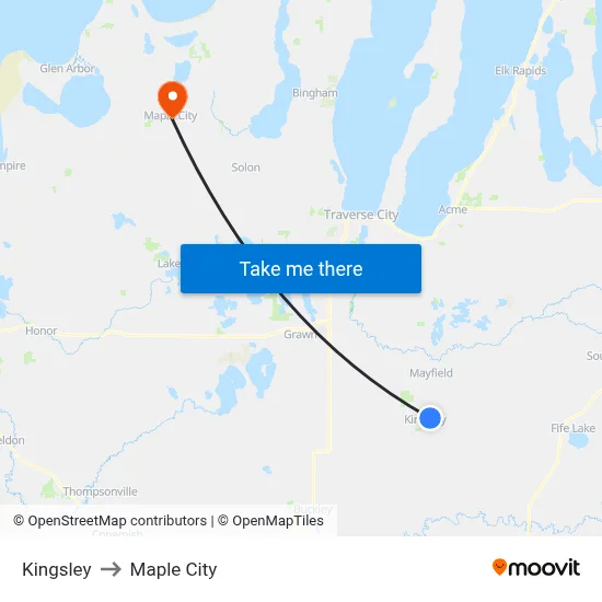 Kingsley to Maple City map