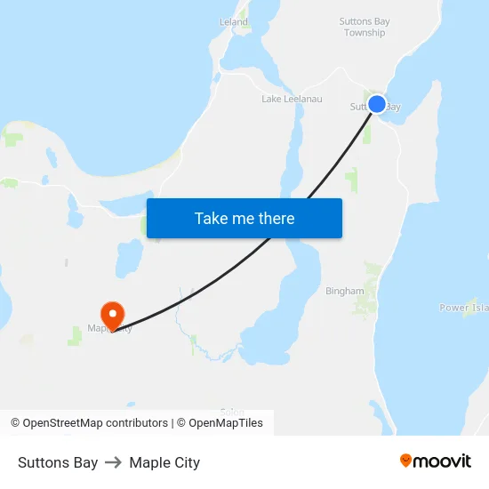 Suttons Bay to Maple City map