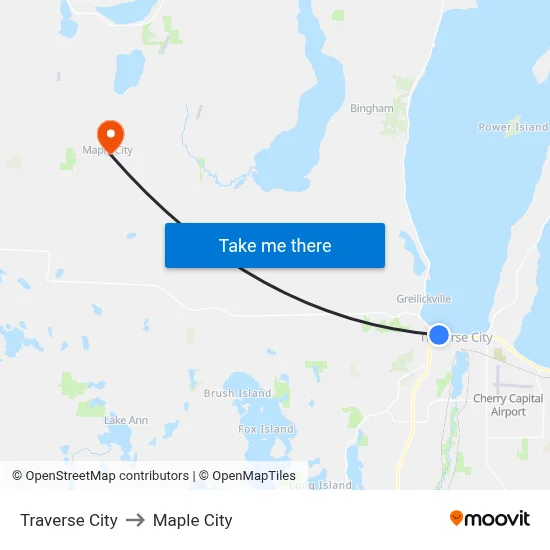 Traverse City to Maple City map