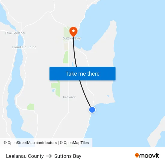 Leelanau County to Suttons Bay map