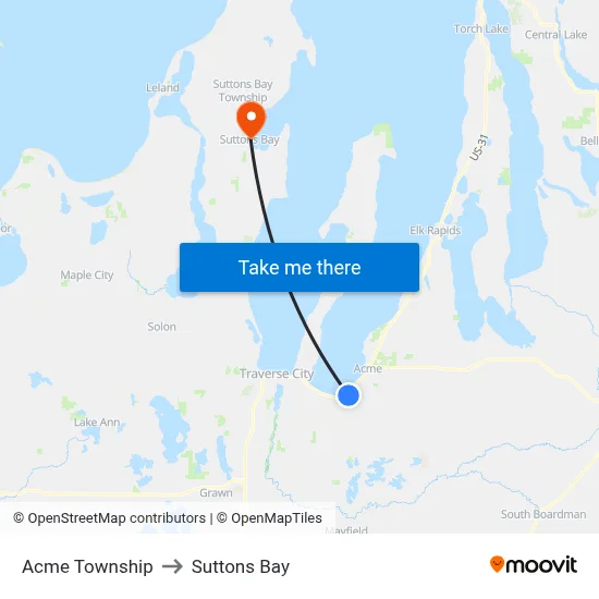 Acme Township to Suttons Bay map