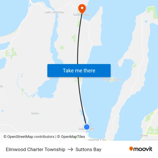 Elmwood Charter Township to Suttons Bay map