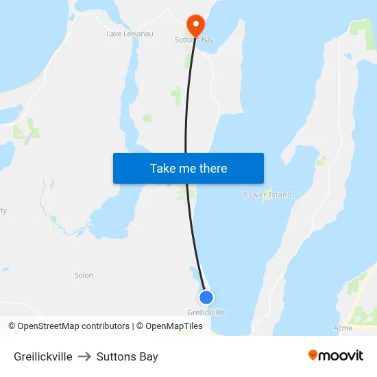 Greilickville to Suttons Bay map