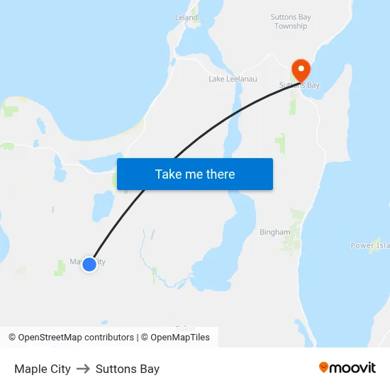 Maple City to Suttons Bay map