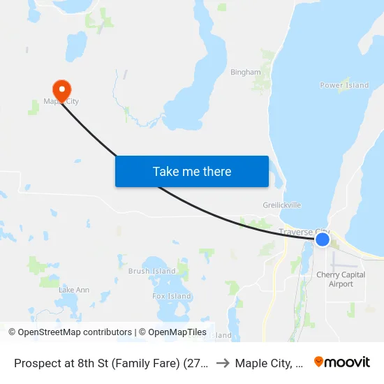 Prospect at 8th St (Family Fare) (270) to Maple City, MI map