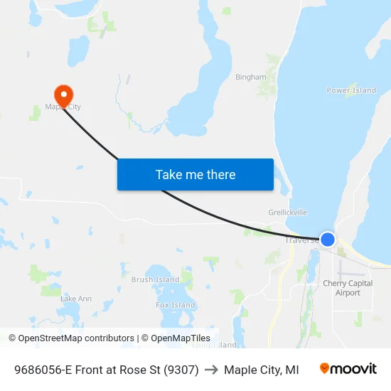 9686056-E Front at Rose St (9307) to Maple City, MI map